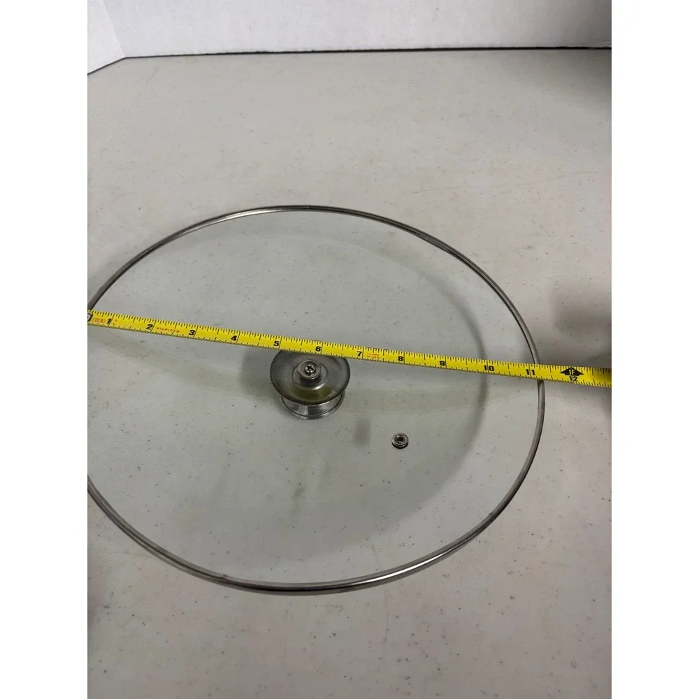 Universal 11.5 Inch Tempered Glass Pot Lid‎ Stainless Steel Rim with Steam Vent